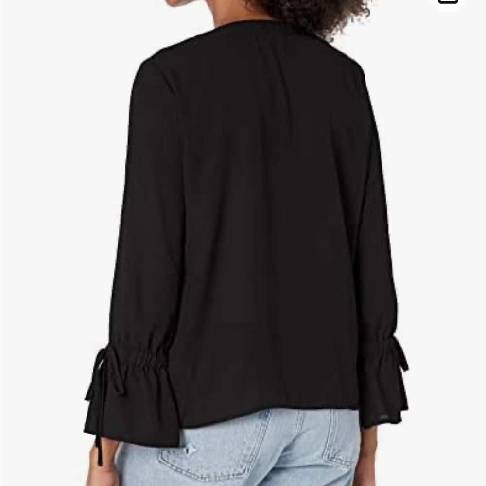 J. Crew Mercantile Black Tie Sleeve Blouse top shirt 00 - Picture 2 of 14